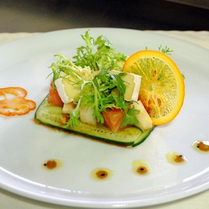 Creative appetizer with salmon