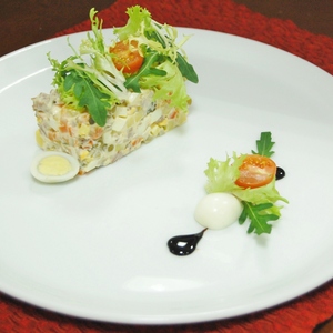 Olivier Salad with veal